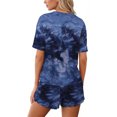 thumbnail image 4 of Wutalume Womens Pajama Sets Tie Dye Print - Short Sleeve Soft Cute Sleepwear, Lightweight Two Piece Lounge Set for Summer Home Relax,Dark Blue L, 4 of 4
