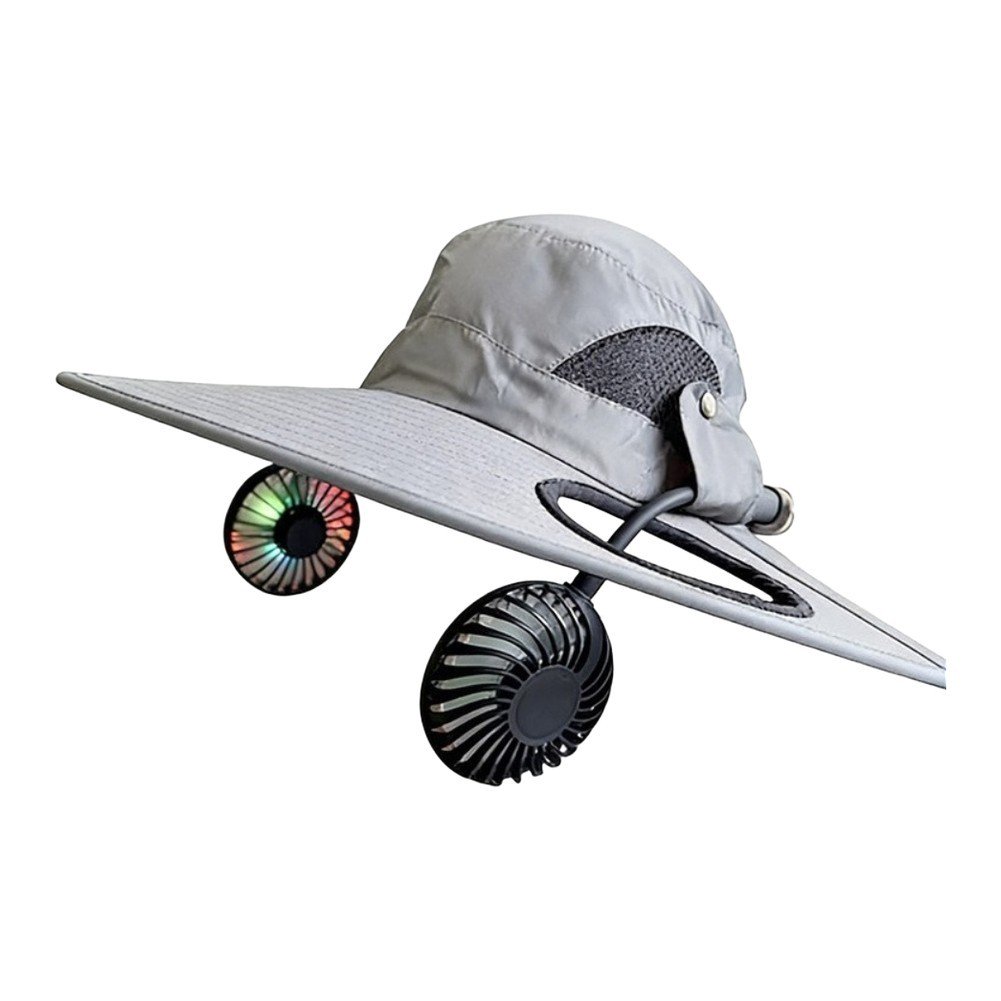 Mosiee Adjustable Solar Fan Hat for Men Women Summer Outdoor Fishing Sun Protection 2000 Milliamperes 2000 Milliamperes-C