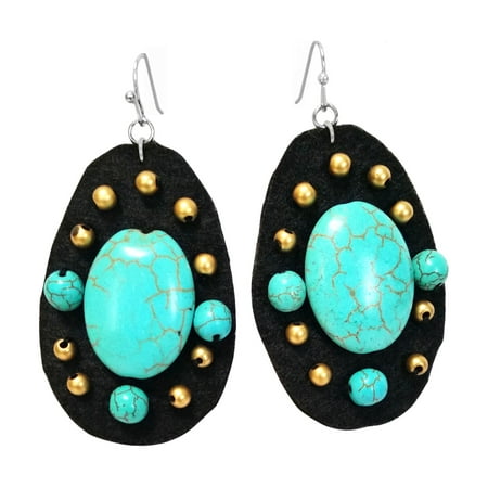 Tori Spelling Necklace - RW Collections Necklace High Quality Tori Drop Dangle Earrings, Turquoise, Black, Silver