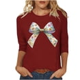 thumbnail image 2 of PEONAVET Manches 3/4706 Longueur Hauts pour Femmes, Haut/chemise à Col Rond à Manches 3/4 Imprimé de Pâques Printemps/été 2025 pour Femmes, 2 of 6