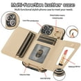 thumbnail image 5 of Crossbody Wallet Case for iPhone 14 Pro with Lens Protective Film, Folio PU Leather Case with Card Holder, Shockproof Protection Ring Buckle Phone Case for iPhone 14 Pro, Khaki, 5 of 8