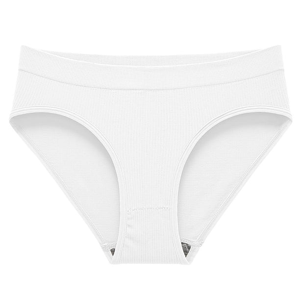 Gibobby Calzoncillos para mujer alicrados Diseño de personalidad Bragas casuales de color sólido Diseño simple y exquisito(Blanco,G)