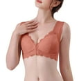 thumbnail image 4 of iHPH7 Bras for Women Front Closure Lace Bra Snap Closing Bra Post Surgery Bra Front Button Front Clasp Lace Front Closure Bras Comfort Convenient Snap Coffee 3XL, 4 of 6