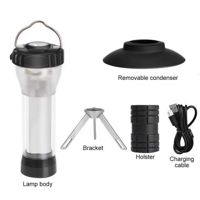 Luz Que Acampa 2200mAh Impermeable 200LM Carga USB Luz de camping con pantalla (Negro) Ndcxsfigh Para Estrenar