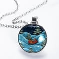 thumbnail image 2 of Christmas sled Stunning Glass Circular Pendant Necklace - Handcrafted Unique Design for Fashion Forward Necklaces, 2 of 5