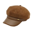 thumbnail image 2 of AJGRHE Womens Suede Newsboy Cap 8 Panel Paperboy Caps with Leather Brim Vintage Baseball Hat Baker Cabbie Beret Hats Khaki One Size, 2 of 3