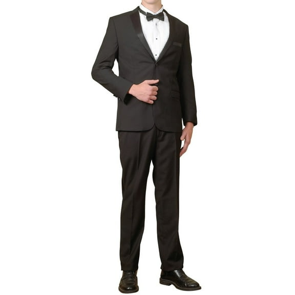 Men's Tuxedo Package | 5 Piece Complete Set | Suit Jacket, Tux Pants, Shirt Cummerbund and Bow Tie