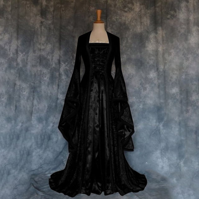 Gspmoly Robes pour Femmes Grande Taille, Style pour Femmes Robe Princesse à Manches Trompette de Couleur Unie Offres de Robes Habillées pour Femmes