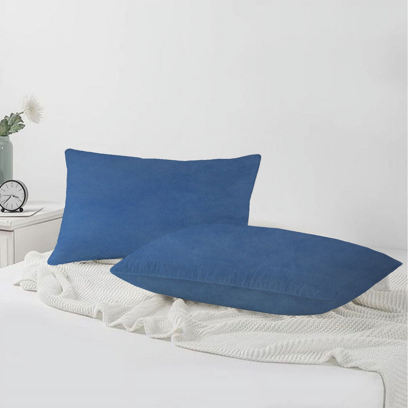 A1HC 12x20 Inch Rectangular Decorative Velvet Throw Pillow Covers, Set of 2, Prussian Blue – Soft, Luxurious Cushion Covers for Sofa, Bed & Home Decor