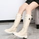thumbnail image 5 of Botas de cuero con plataforma de otoño para mujer, botas de talla grande con suela gruesa y cordones con cierre de cremallera a la moda Wmkox8yii  sa2206, 5 of 7