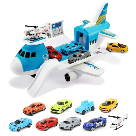 Airplane Toys for Toddlers 3 Years Old, Toy Airplane for Boys Age 4-7, Toys for 2 3 4 5 Years Old, Airplane Toy Set with 8 Mini Cars, Plane Toy for Birthday