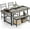 Grey, variant on Space-Saving Dining Table Set for 4 with Bench and 2 Chairs, Rectangular Kitchen Table with 2 Storage Drawers and Under-Bench Rack, MDF Top and Steel Frame, Tuck-Under Seating, Easy Clean,Grey