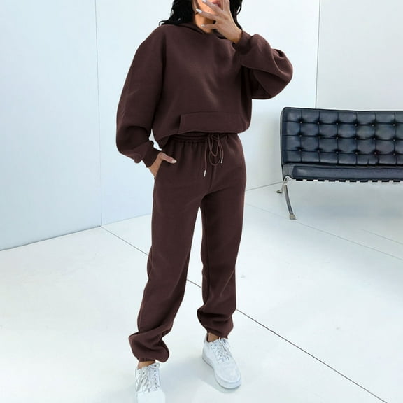 Usmixi Tracksuits Set for Women Womens Pullover Hoodies Lounge Sets Casual Hooded Sweatshirt and Drawstring Jogger Pant Sweatsuits Sets with Pocket Workout Sports 2 Piece Outfits