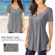 thumbnail image 1 of Camisetas de verano para mujercamisetas holgadas plisadas con cuello en V y manga corta (gris M) Likrtyny Para estrenar, 1 of 9