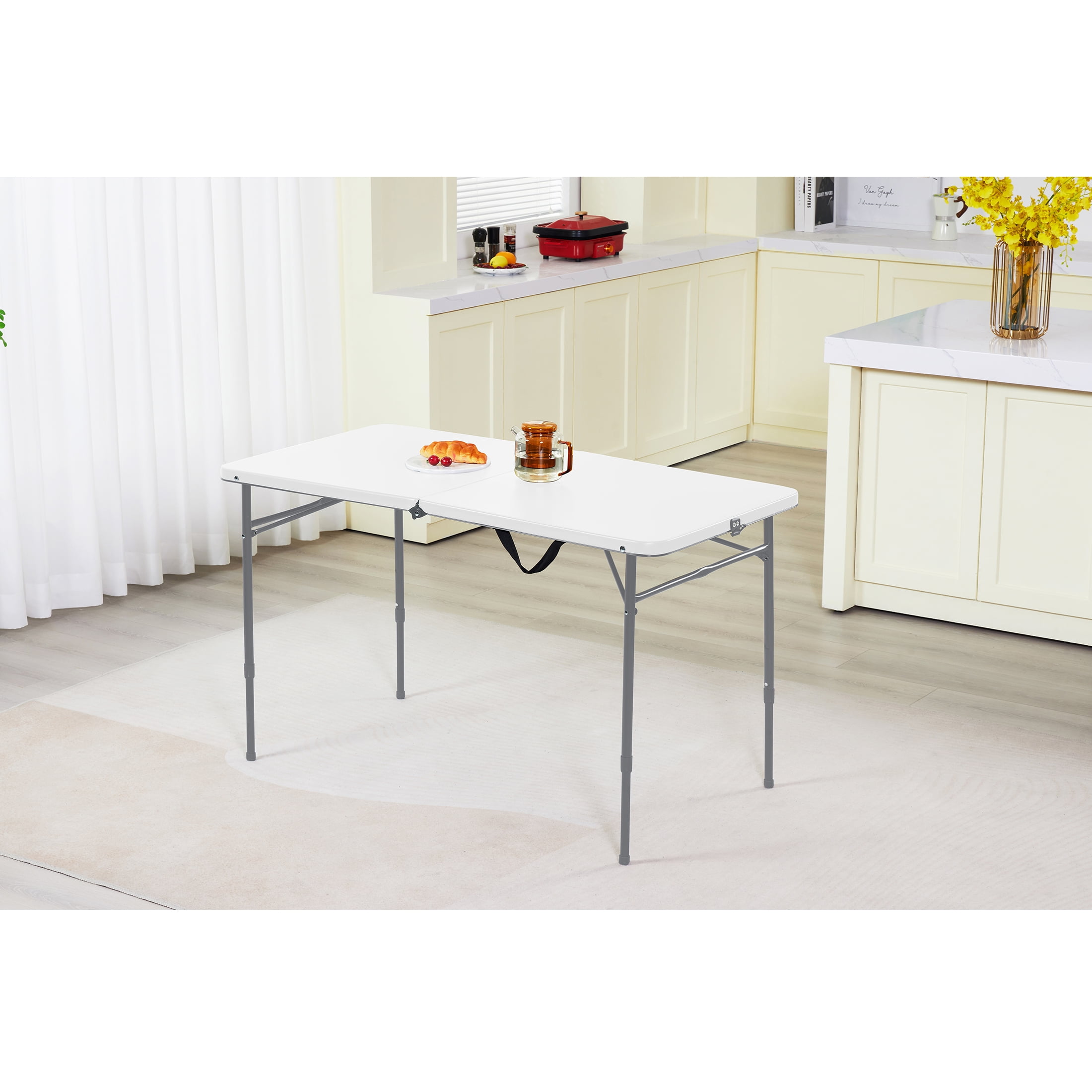 Mainstays 40" Adjustable Height Centerfold Folding Table, White