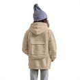 thumbnail image 3 of Gyexs Backpack Hoodies for Girls Zip Up Hoodie Sweatshirts Fashion Cute Fall Winter Sweater Tops 4-14Y (#01 Khaki, 13-14 Years), 3 of 8