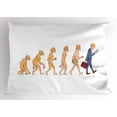thumbnail image 1 of Evolution Pillow Sham, Cartoon Ape to Man Composition of Caveman to Businessman Graphic, Decorative Standard Queen Size Printed Pillowcase, 30" X 20", Pale Orange and Multicolor, by Ambesonne, 1 of 2