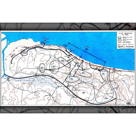 24"x36" Gallery Poster, V Corps objectives for D-Day