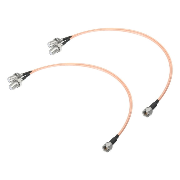 RG6 Splitter Coax Cable 3 Way F Male to 2 F Female Adapter 11.8inch 75 Ohm Antenna, TV, RG316 Coaxial Cable 2pcs