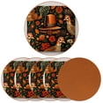 thumbnail image 2 of Thanksgiving Set of 6PCS Cute Round Coasters, Microfiber Leather Drink Coasters, 4.3x4.3 Inch Table Coasters for Drinks, Coasters for Home and Kitchen Decor., 2 of 6