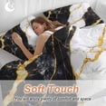 thumbnail image 5 of Black Marble Bedding 3 Piece Duvet Cover Set Queen Size, Luxury Gold White Abstract Cracks Artwork Soft Microfiber Comforter Cover with Zipper Closure & Pillowcases, FadeResistant Quilt Cover, 5 of 9