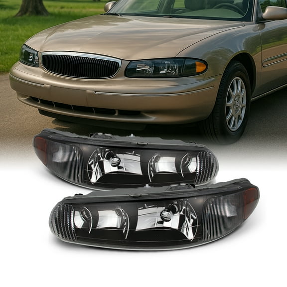 AKKON - For Buick Century/Regal OE Replacement Black Bezel Headlights Driver/Passenger Head Lamps Pair New