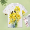 thumbnail image 5 of Bee And Flowers T-Shirt O Neck Retro Print Big Size T-Shirts Short Sleeve Tees Womens Pretty Design, 5 of 5