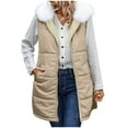 thumbnail image 2 of Xdegoge Winter Puffer Vest Women Fleece Lined Sleeveless Zip up Jackets with Detachable Faux Fur Collar, Warm Sherpa Padded Down Coats Casual Thermal Quilted Vests with Pockets Outerwear, 2 of 9
