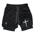 thumbnail image 1 of Cross Print 2 in 1 Performance Shorts for Men Gym Workout Running Shorts with Phone Pocket Towel Loop Sports Athletic Activewear black XL, 1 of 6