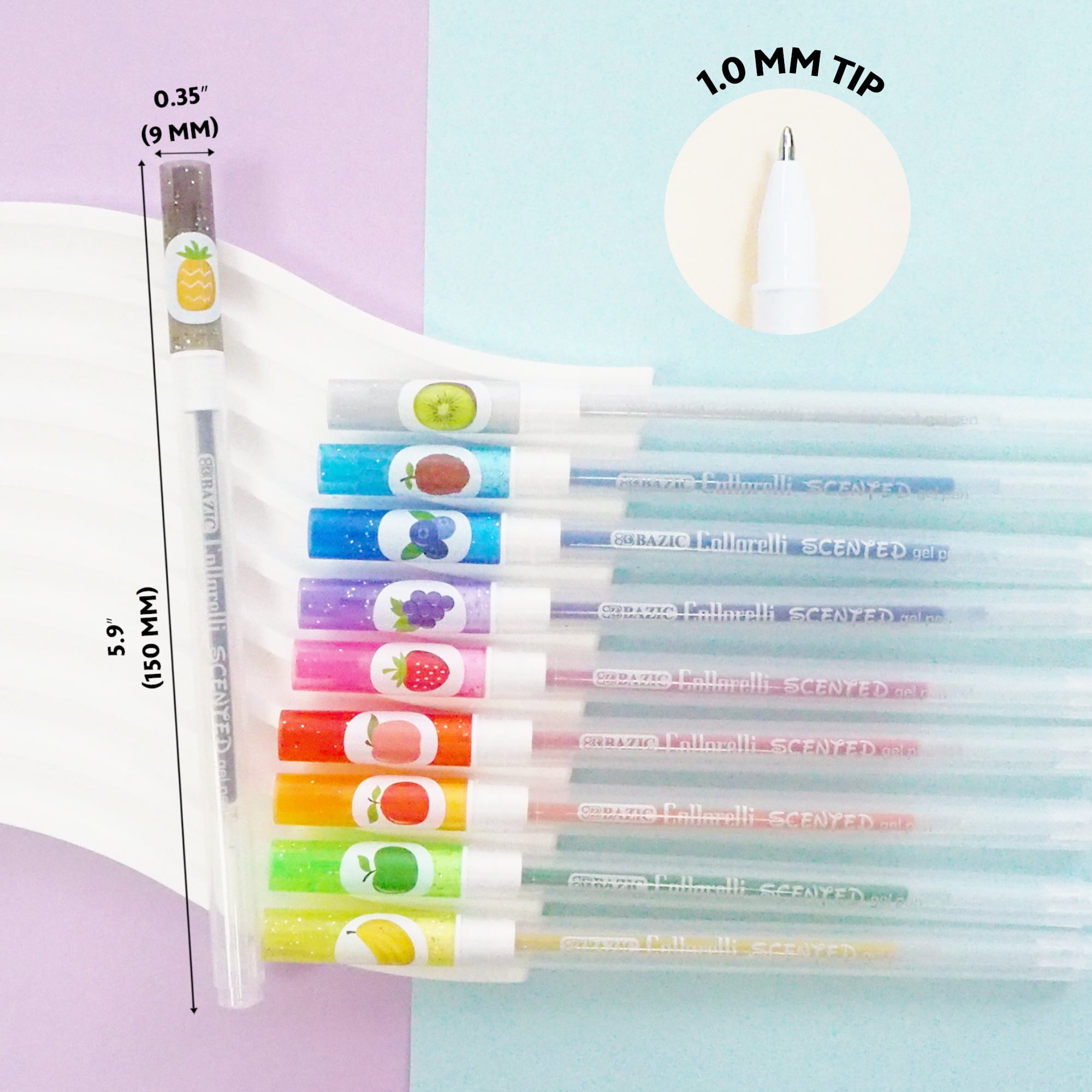 BAZIC Collorelli Scented Glitter Color Gel Pen, Smooth Write (10/Pack), 24-Pack