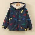 thumbnail image 5 of Gubotare Toddler Zip Up Jacket Baby Boys Dinosaur Fleece Hooded Zip-Up Jacket Fall Winter 2-11 Years (Navy,2-3 Years), 5 of 9
