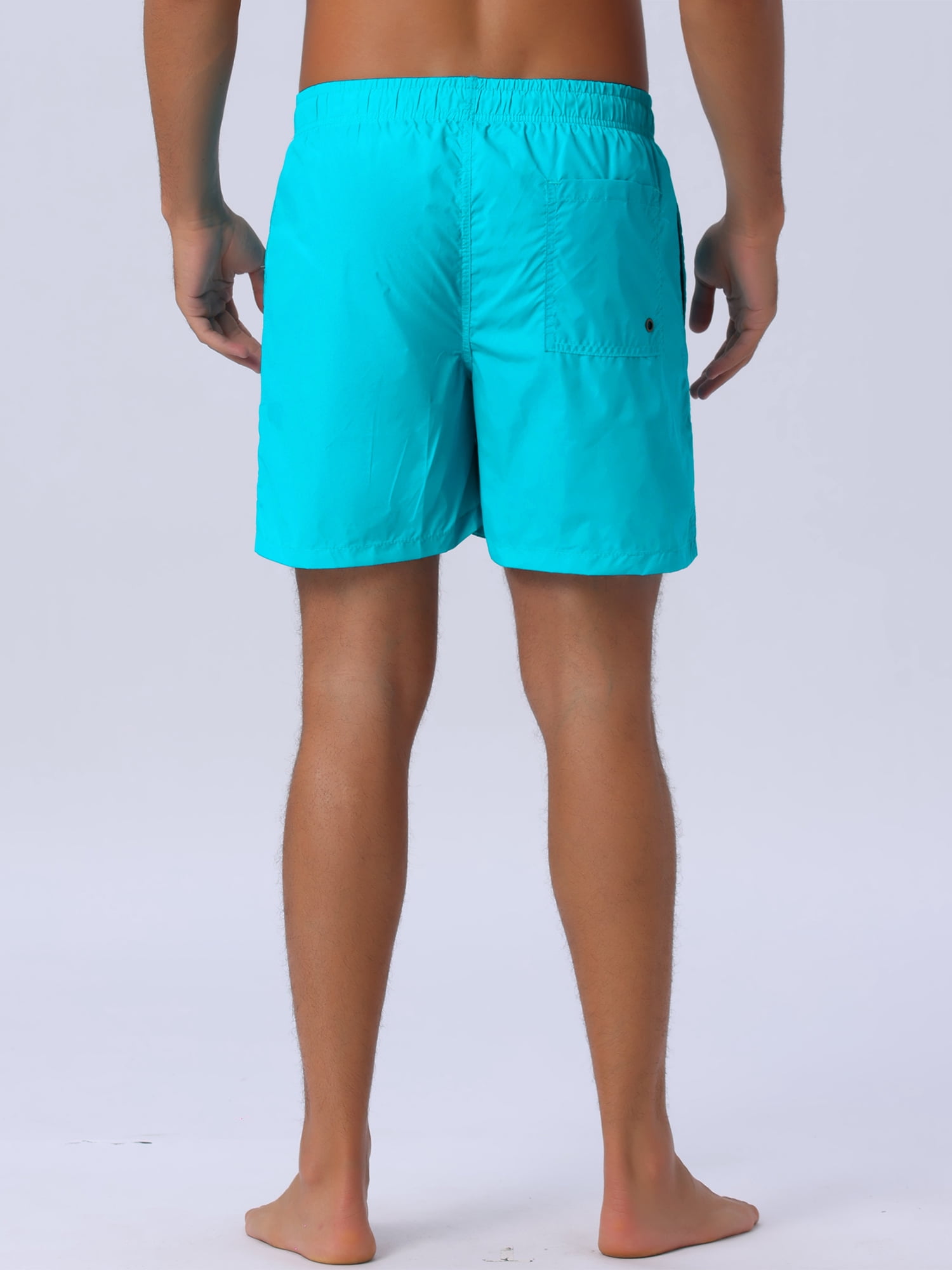 DARING DIVA Men's Summer Drawstring Elastic Waist Mesh Lining Solid Board Shorts 34 Light Blue