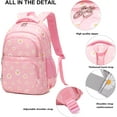 thumbnail image 3 of Daisy Printed Backpacks With Lunch Pack Pencil Case 3pcs, Lightweight Water Resistant Backpack（pink）, 3 of 8
