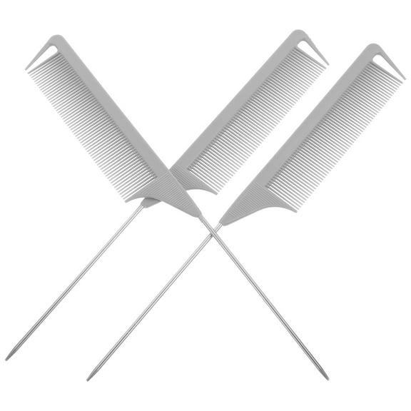 CRAFTHROU 3Pcs Professional Tail Comb Carbon Fiber Rat Tail Design for Hair Styling Parting Teasing and Coloring
