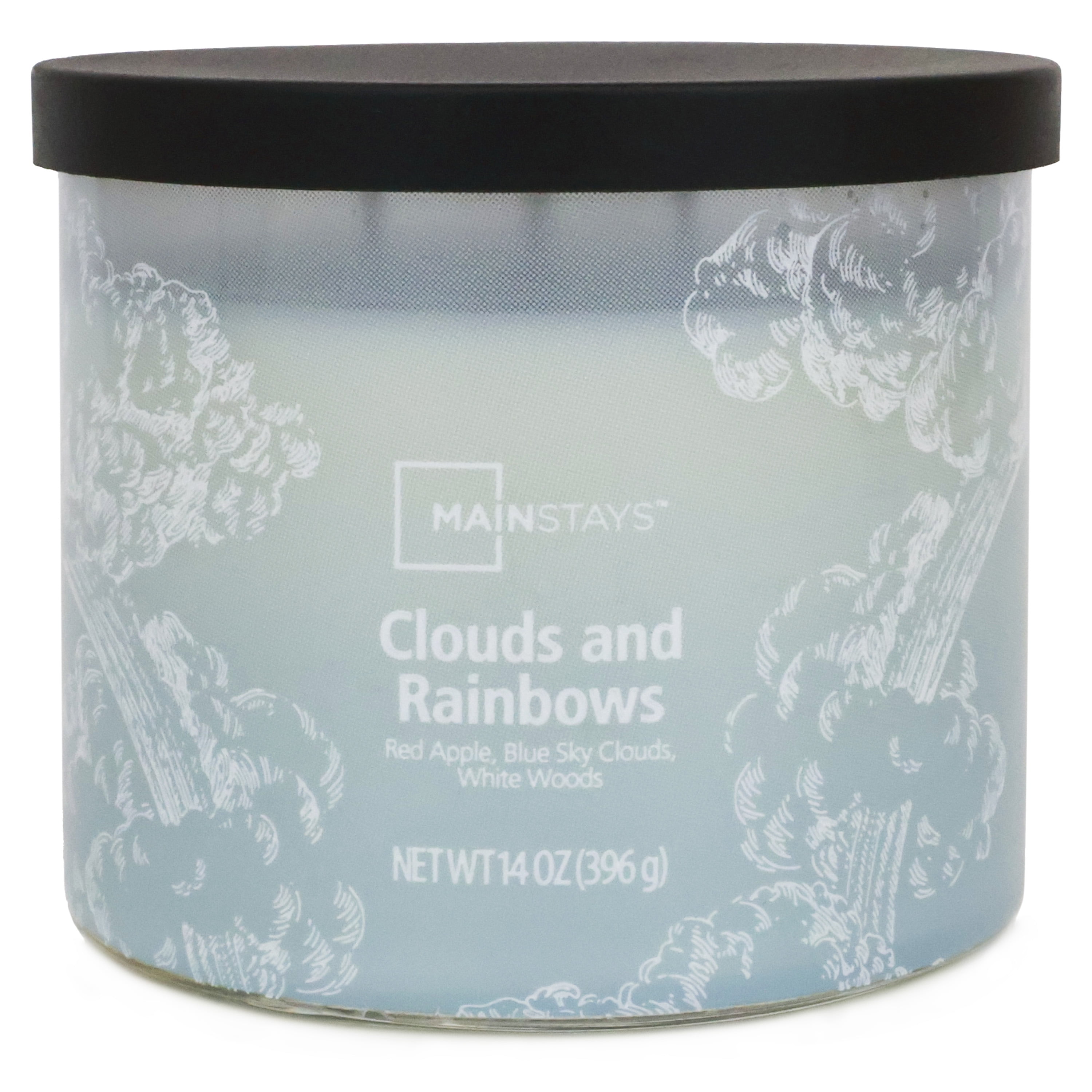 (4 pack) Mainstays 3-Wick Wrapped Clouds & Rainbows Scented Candle, 14 oz