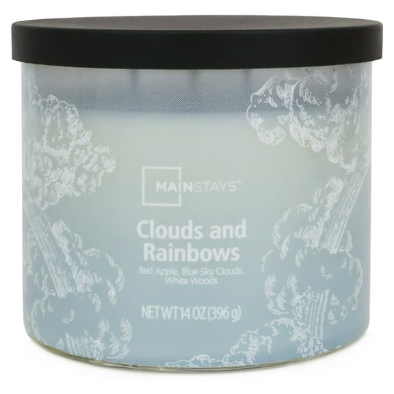 Bougie parfumée Mainstays à 3 mèches, enveloppée texturée Nuages et arcs-en-ciel, 14 oz