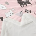 thumbnail image 4 of Black Cats Blanket Grey Striped Kitten Throw Blanket for Bed Kids Kawaii Cute Fleece Blanket Throw Size Heart Print Decor Sherpa Blanket Girls Pink Leopard Print Fuzzy Blanket, 4 of 6