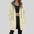 thumbnail image 2 of TTUHYWXI Womens Long Hoodies Zip Up Hoodie Fall Winter Fleece Jackets Soft Sherpa Tunic Sweatshirts Warm Long Coats (Beige, XL), 2 of 5