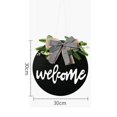 thumbnail image 2 of Corona de puerta para decoración de exteriores, letrero de bienvenida con cinta de celosía de búfalo y plantas verdes, decoraciones para el hogar para casas de campo y de playa, decoración rústica, 2 of 4