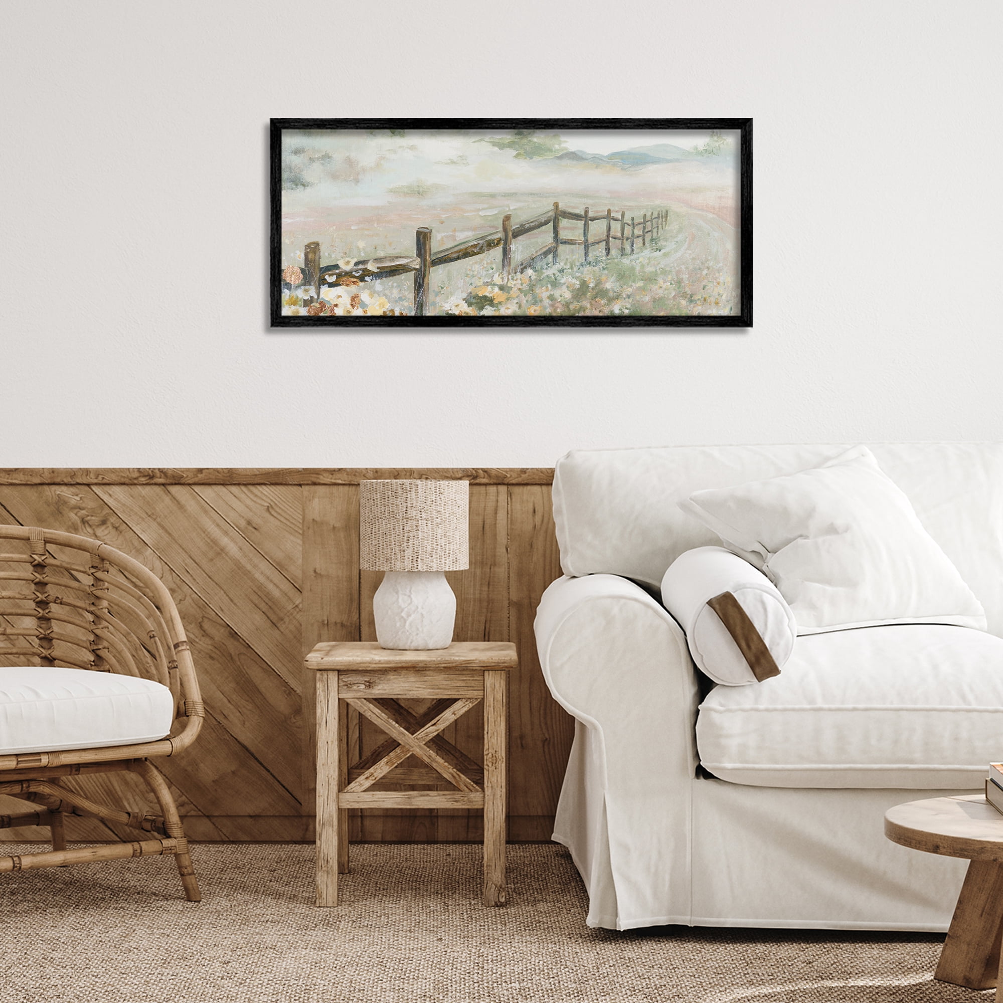Stupell Industries Soft Fence with Flowers Black Framed Giclee Art, design by Patricia Pinto