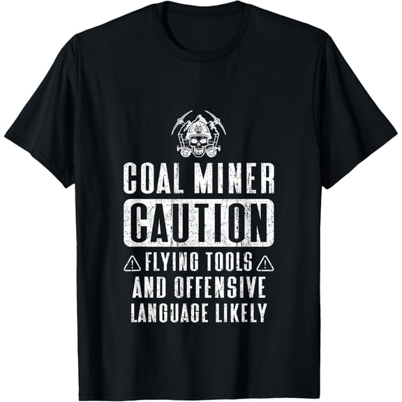 Coal Miner Flying Tools Funny Mining Mine Worker Gifts T-ShirtMen and women, White Black T-shirt, size: Extra large S-4XL