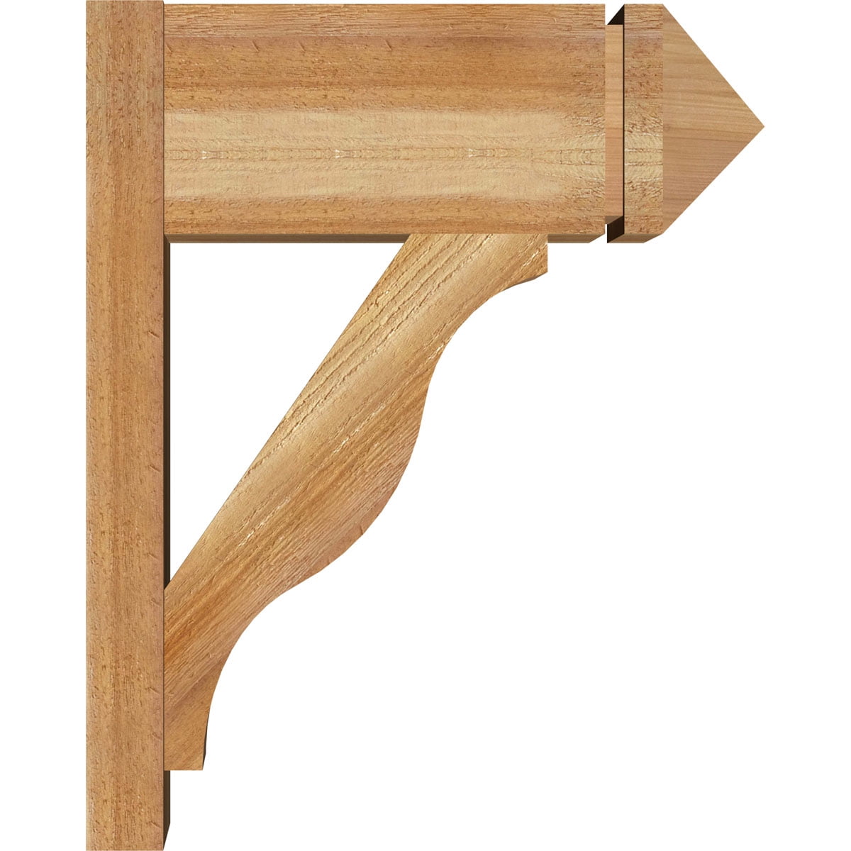 Ekena Millwork 8"W x 18"D x 22"H Funston Rough Sawn Arts and Crafts Outlooker, Western Red Cedar