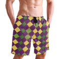 thumbnail image 6 of joogoo Men's Swim Trunks Mardi Gras Checkered Beach Shorts with Pockets L, 6 of 6