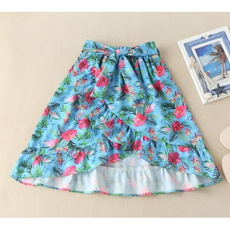 

PEASKJP White Dress Girls Toddler Girls Short Sleeve Flutter A-Line Floral Printed formal Dress White 4-5 Years