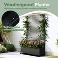 thumbnail image 4 of AwayHome 73"H x 47"W x 16"D Black Galvanized Metal Slatted Outdoor Privacy Planter Box with Trellis and Wheels, 4 of 7