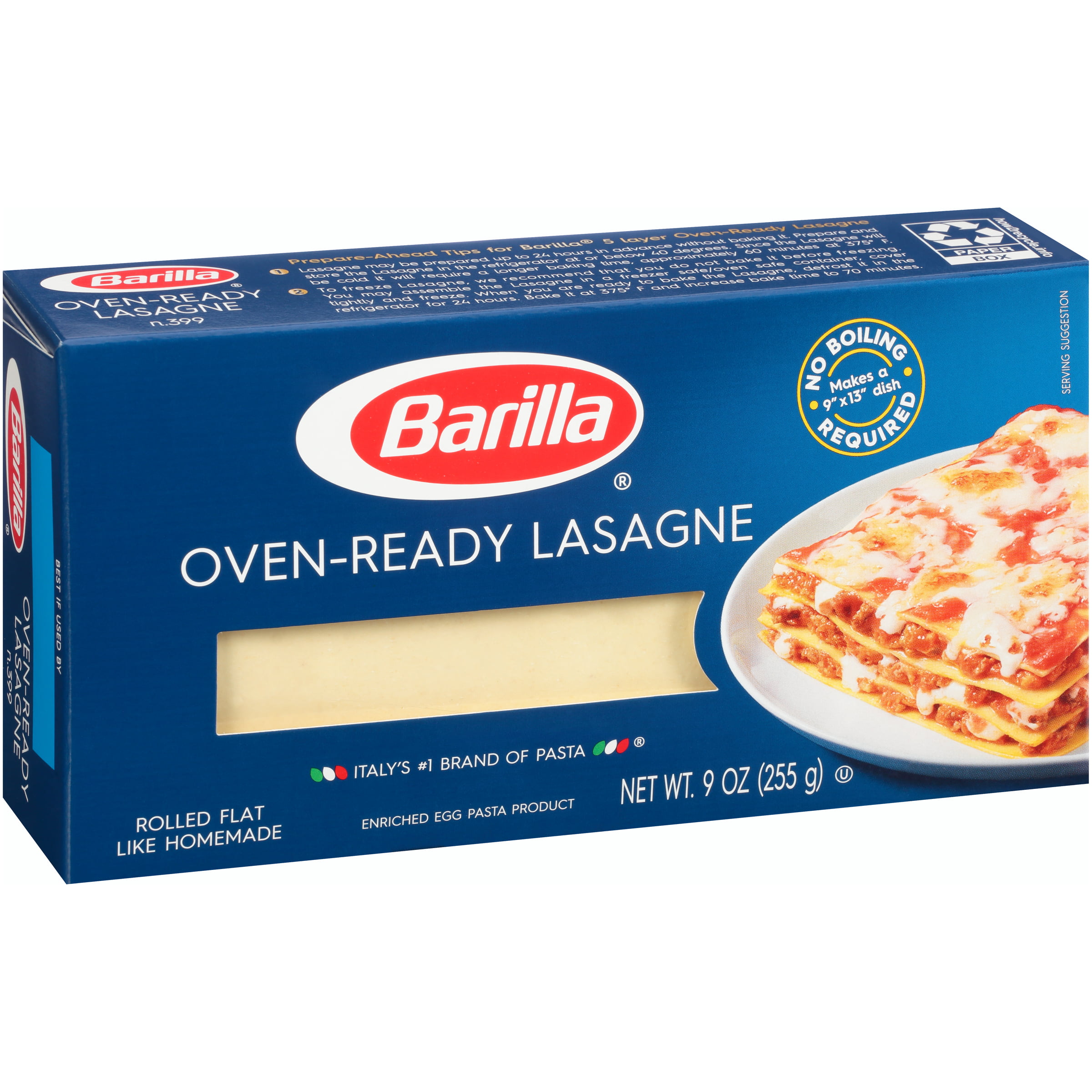 Barilla Classic Blue Box Oven Ready Pasta Lasagne 9 Oz Walmart Com Walmart Com