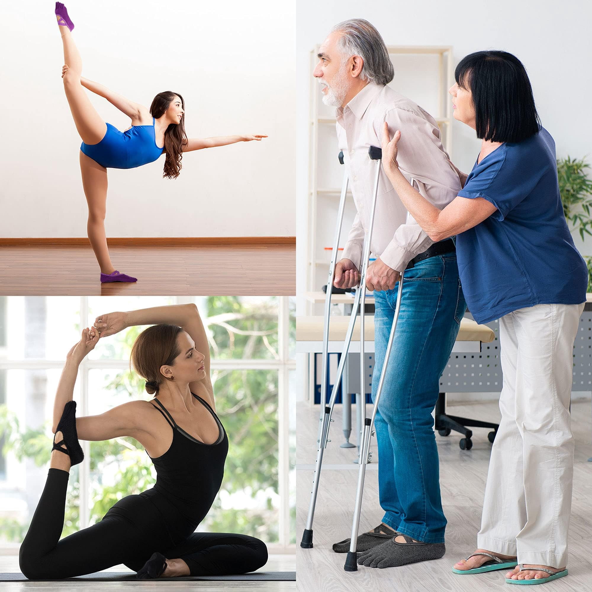 7 Pairs Yoga Toe Socks with Grip for Women. Non Slip, Sticky. Suitable for Pilates, Ballet, Dance, Barefoot
