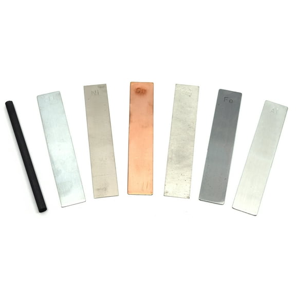 Metal Electrodes 7 Piece Set, Aluminium, Copper, Zinc, Nickel, Tin, Iron & Carbon - Eisco Labs