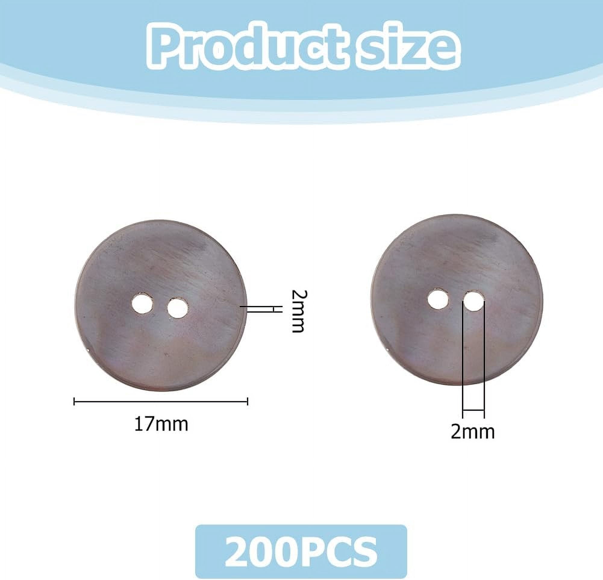 1set 200pcs Shell Buttons 2 Holes Sewing Craft Buttons Natural Shell Button Flat Round Seashell Buttons Sewing Accessories for Clothing Blazer Suits Shirts Jeans Sweater Jacket DIY Craft Black
