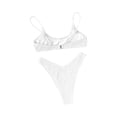 thumbnail image 4 of Minjewel Women's Fashion Solid Color Two Piece Swimsuit,Trendy Bikini Set for Summer Beach Vacation and Swimming Pool,White,XL, 4 of 4